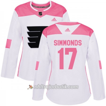 Dame Ishockey Philadelphia Flyers Tröja Wayne Simmonds 17 Adidas 2017-2018 Vit Rosa Fashion Authentic